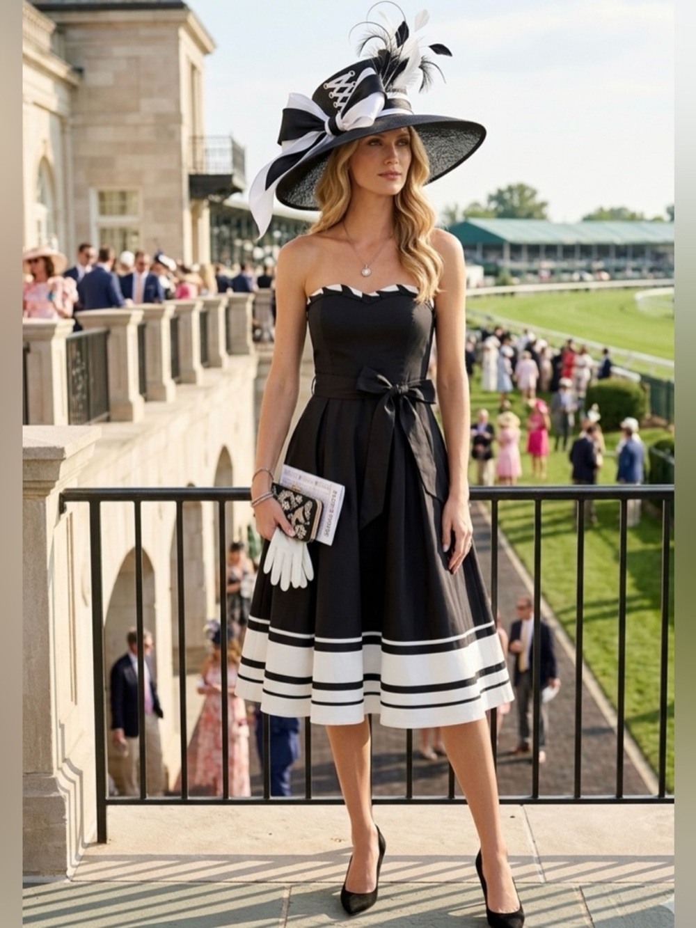 BRAND New!!!White House Black market Elegant Black and White Strapless Dress - Picture 13 of 13